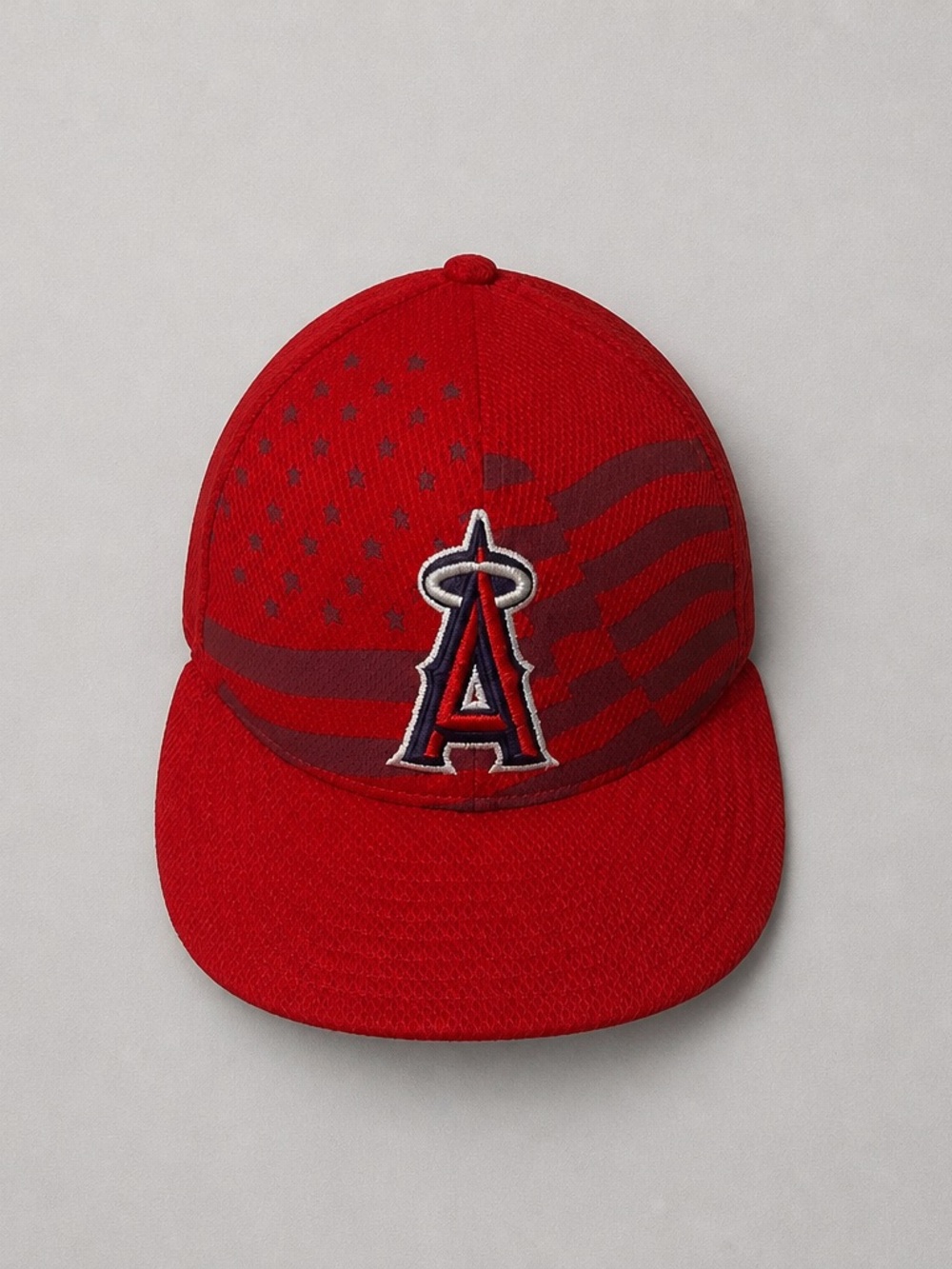New Era 59FIFTY Los Angeles Angels Red American Flag Fitted Hat Size 7